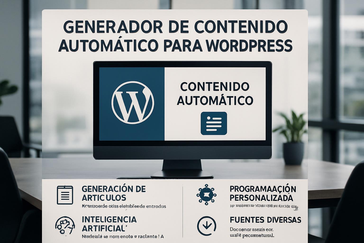 Infografía sobre generador de contenido automático para WordPress — análisis y datos clave 2026 Infografía sobre generador de contenido automático para WordPress — análisis y datos clave 2026